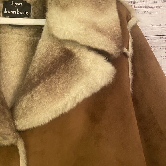 Dennis Basso Women 1X Brown Penny Lane Suede Leather Faux Fur Cuff reversible - Picture 2 of 8